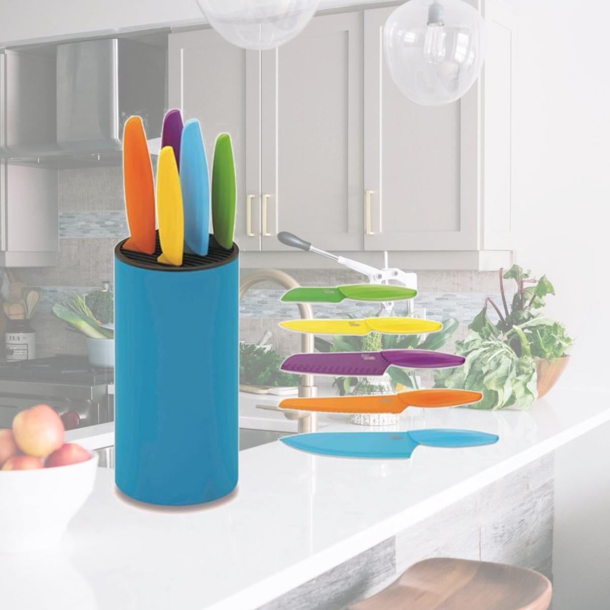 Picture of Ausonia A096425 5 Colored Knives with Blue Block