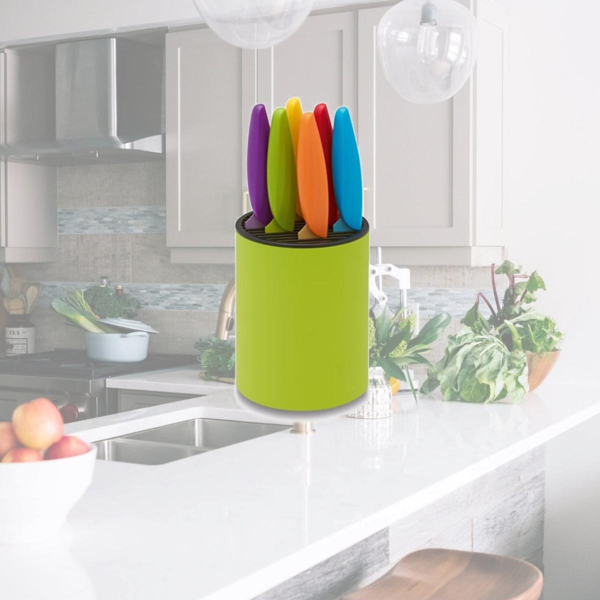 Picture of Ausonia A096427 6 Colored Steak Knives with Green Block
