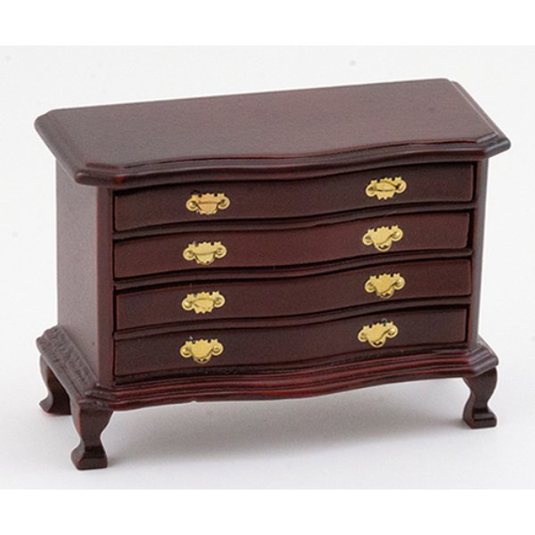CLA10004 4 Drawer Chest for Dollhouse Miniature - Mahogany