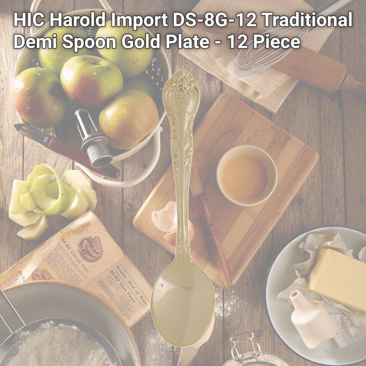 Picture of HIC Harold Import DS-8G-12 Traditional Demi Spoon Gold Plate - 12 Piece