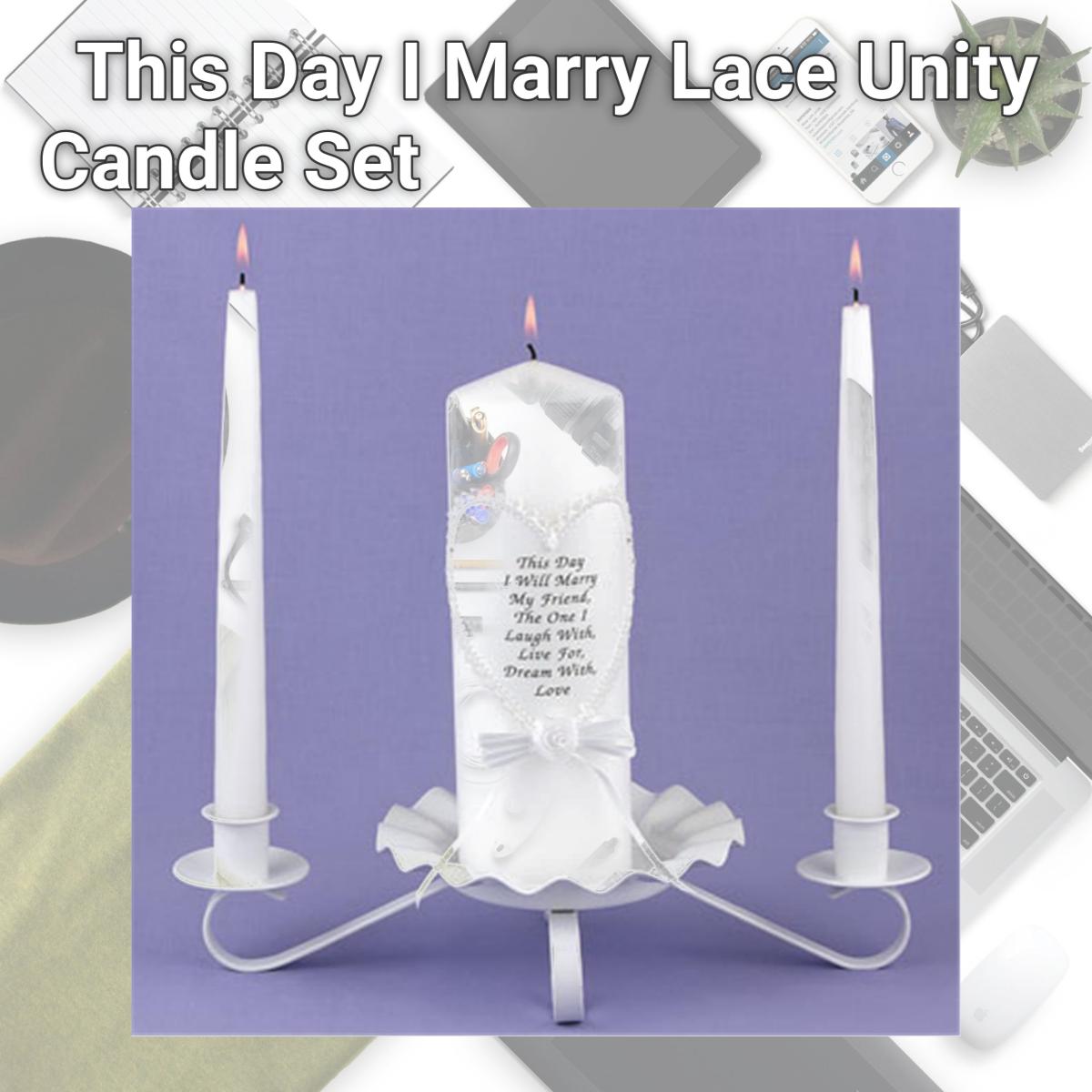 Picture of Hortense B. Hewitt 94705 This Day I Marry Lace Unity Candle Set