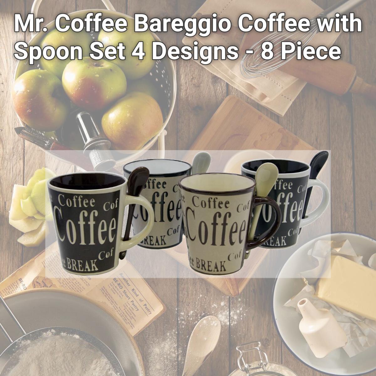 Picture of Gibson 91658.08 Mr. Coffee Bareggio Coffee with Spoon Set, 4 Designs - 8 Piece