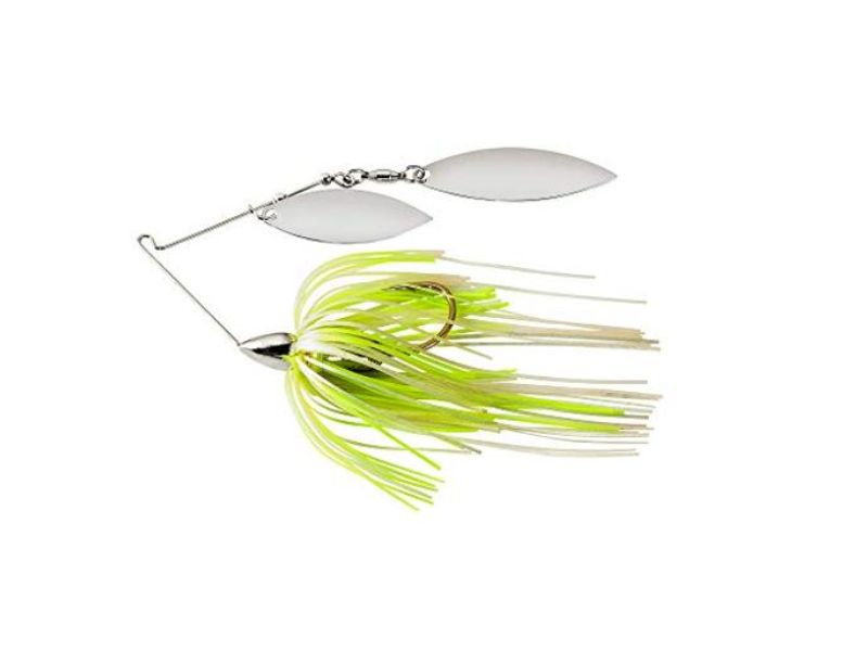 WE12SENW45 Screamin Eagle Nickel Frame Double Willow Spinnerbait White & Chartreuse Pearl Fishing Lure