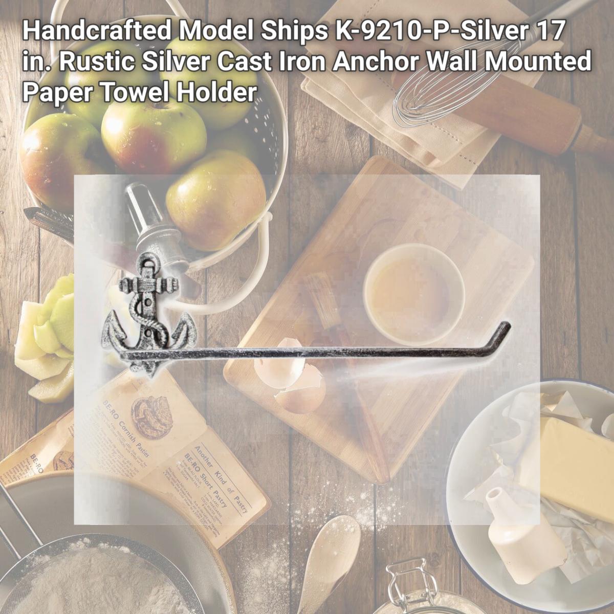 Picture of Handcrafted Model Ships K-9210-P-Silver 17 in. Rustic Silver Cast Iron Anchor Wall Mounted Paper Towel Holder