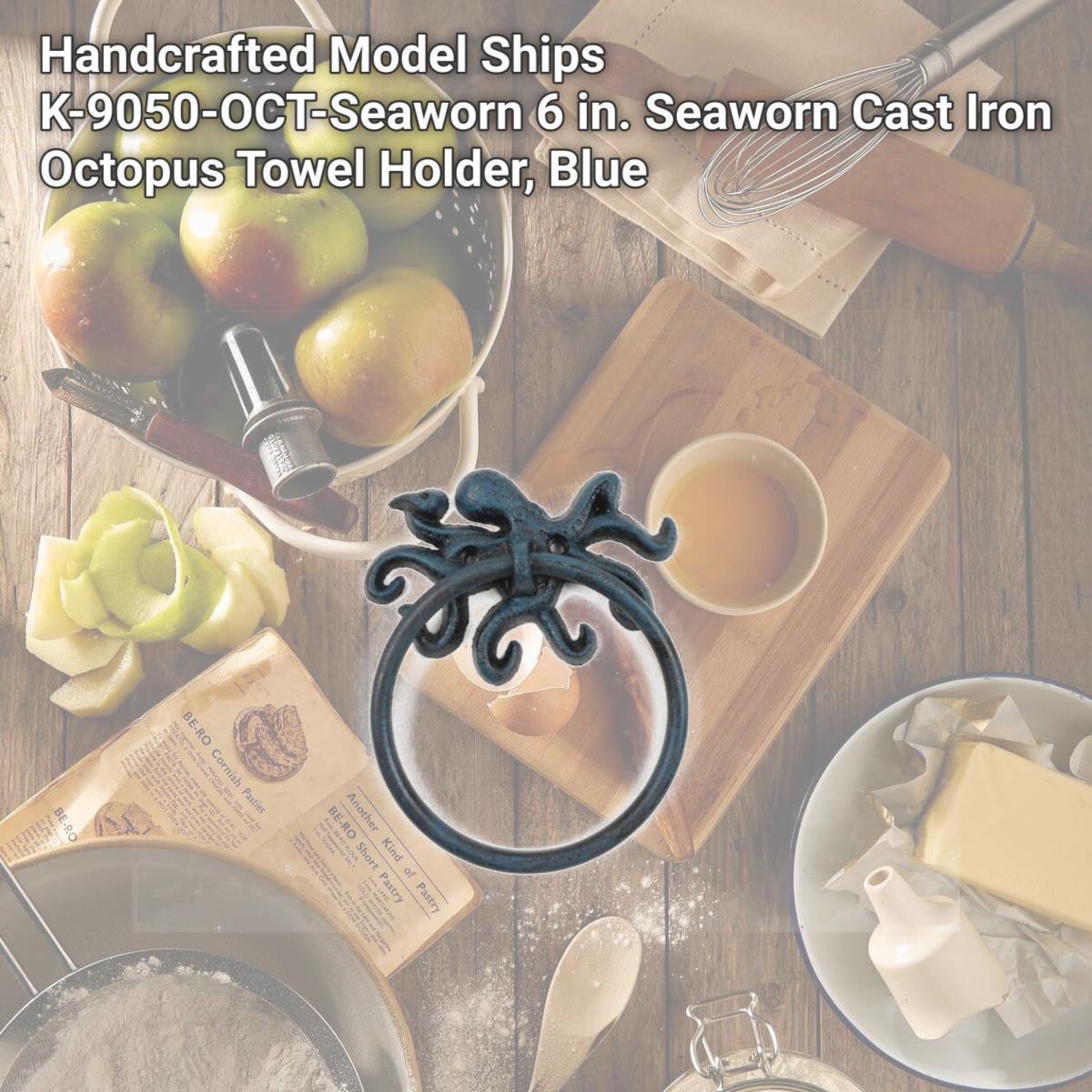 Picture of Handcrafted Model Ships K-9050-OCT-Seaworn 6 in. Seaworn Cast Iron Octopus Towel Holder, Blue
