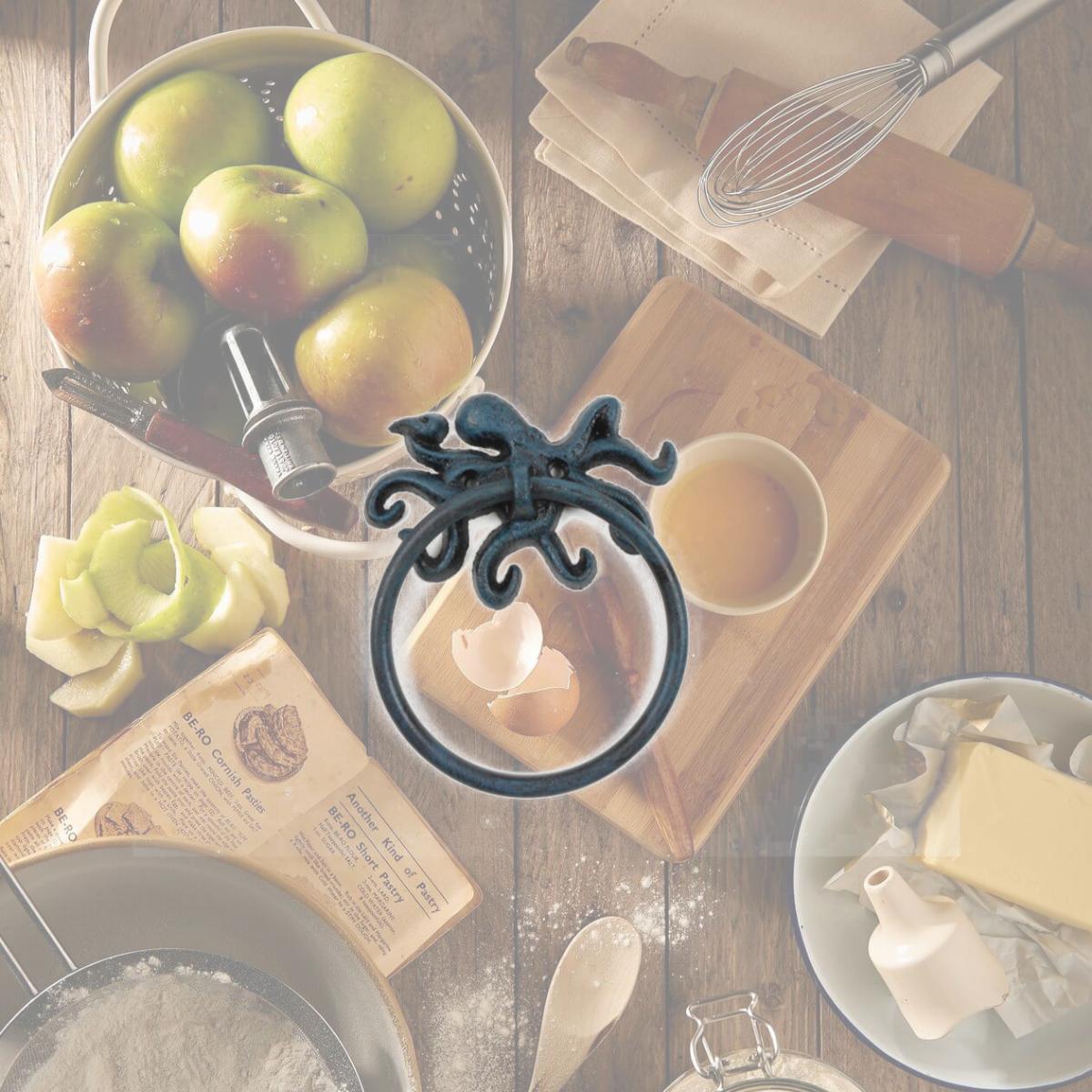 Picture of Handcrafted Model Ships K-9050-OCT-Seaworn 6 in. Seaworn Cast Iron Octopus Towel Holder, Blue