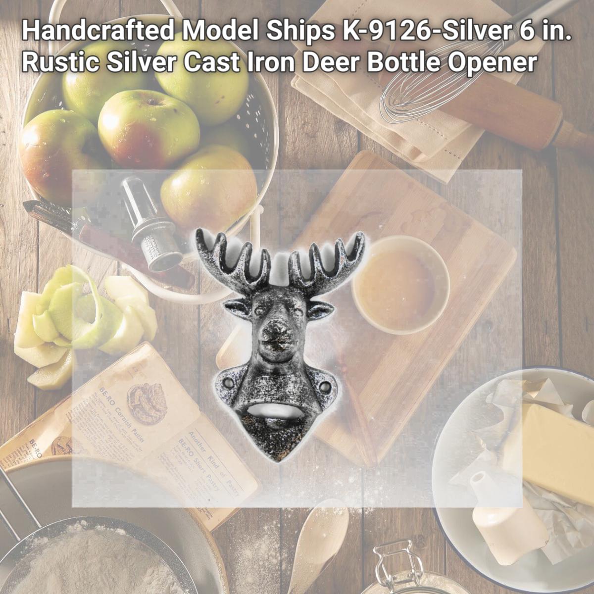 Picture of Handcrafted Model Ships K-9126-Silver 6 in. Rustic Silver Cast Iron Deer Bottle Opener