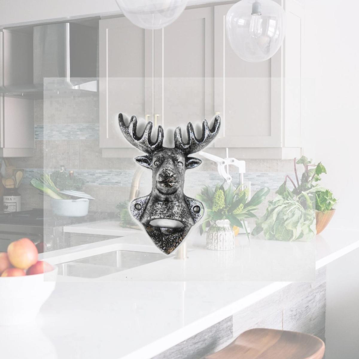 Picture of Handcrafted Model Ships K-9126-Silver 6 in. Rustic Silver Cast Iron Deer Bottle Opener