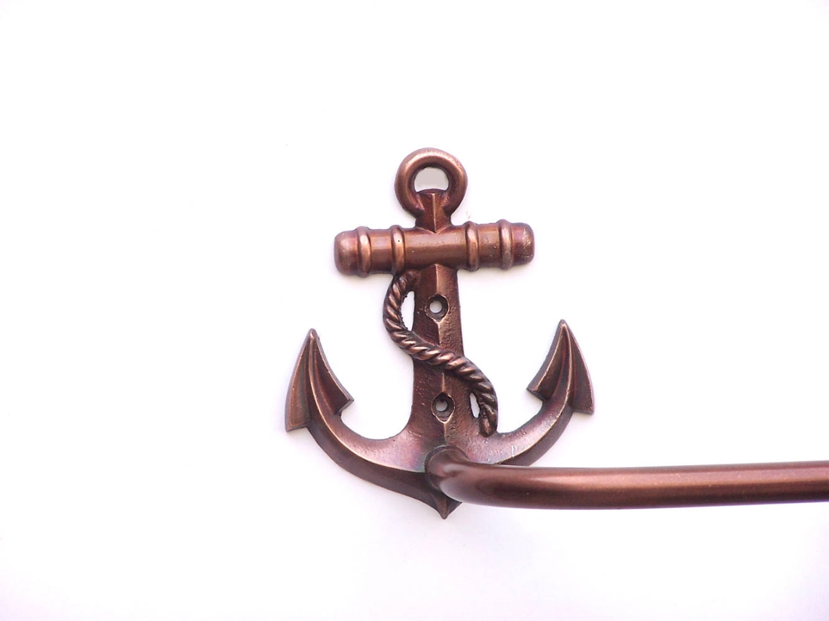 Picture of Handcrafted Model Ships ABTH-1002-AC 6 x 4 x 28 in. Antique Copper Anchor Bath Towel Holder