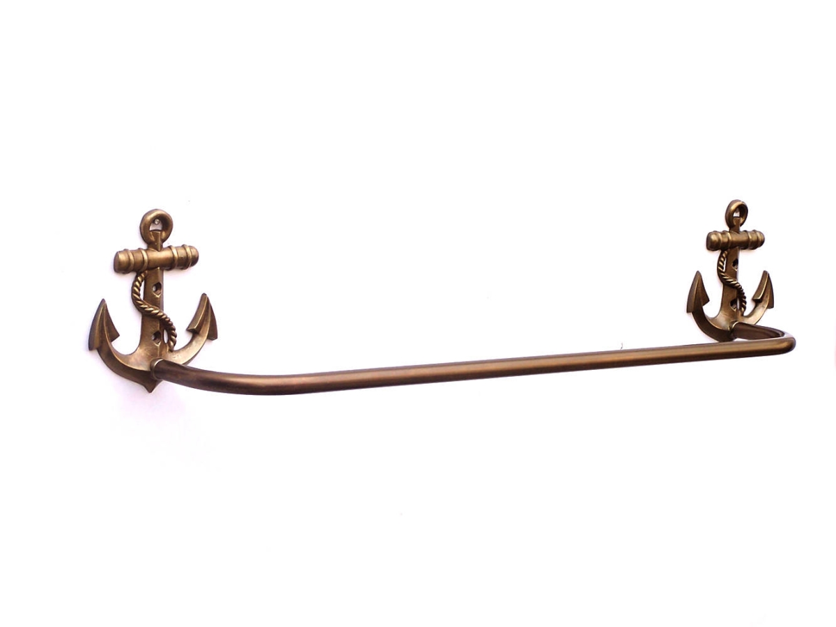 Picture of Handcrafted Model Ships ABTH-1002-AN 6 x 4 x 28 in. Antique Brass Anchor Bath Towel Holder