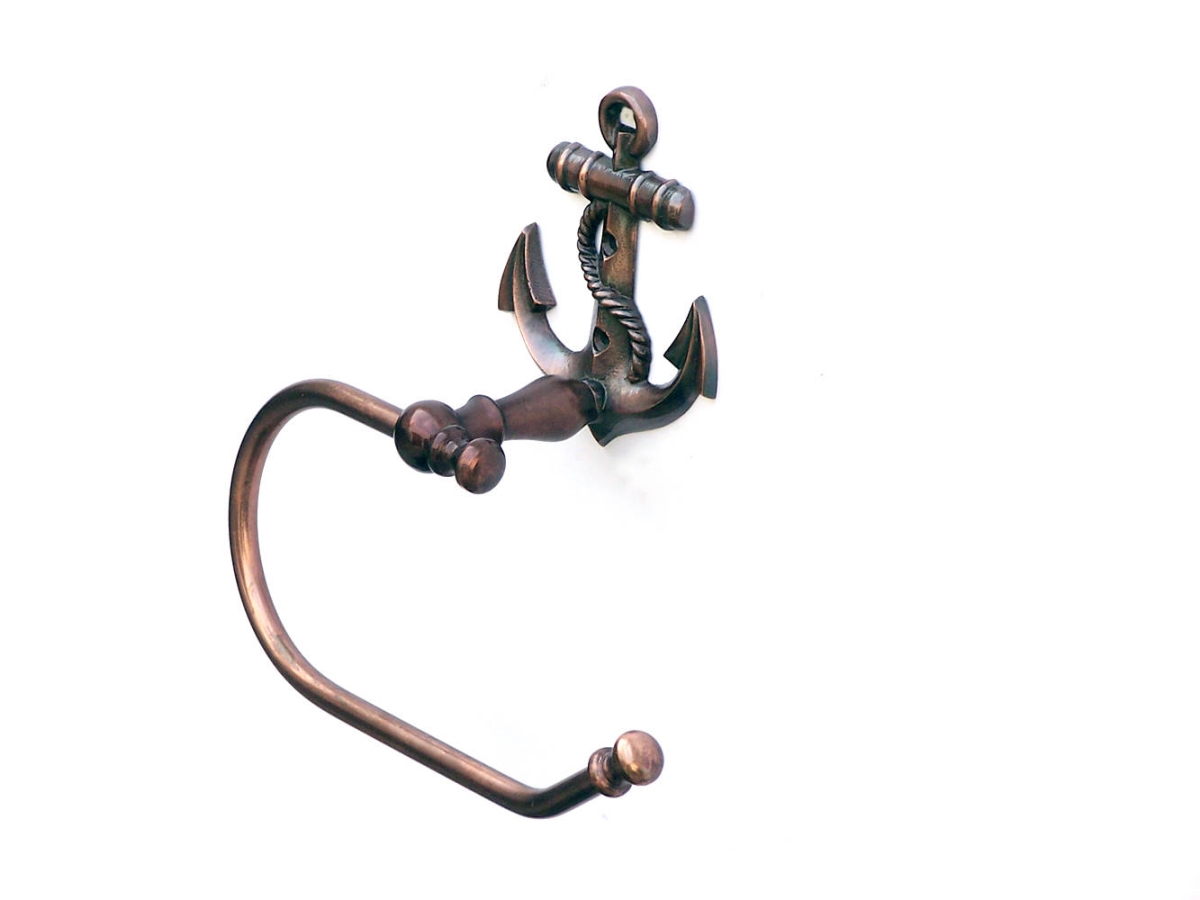 Picture of Handcrafted Model Ships ANTLPH-5001-AC-k 5 x 3 x 10 in. Antique Copper Anchor Hand Towel Holder