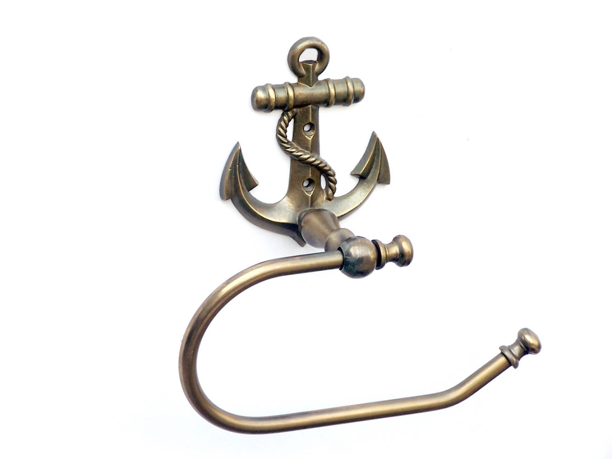 Picture of Handcrafted Model Ships ANTLPH-5001-AN-k 5 x 3 x 10 in. Antique Brass Anchor Hand Towel Holder