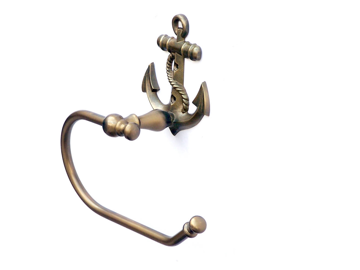 Picture of Handcrafted Model Ships ANTLPH-5001-AN-k 5 x 3 x 10 in. Antique Brass Anchor Hand Towel Holder