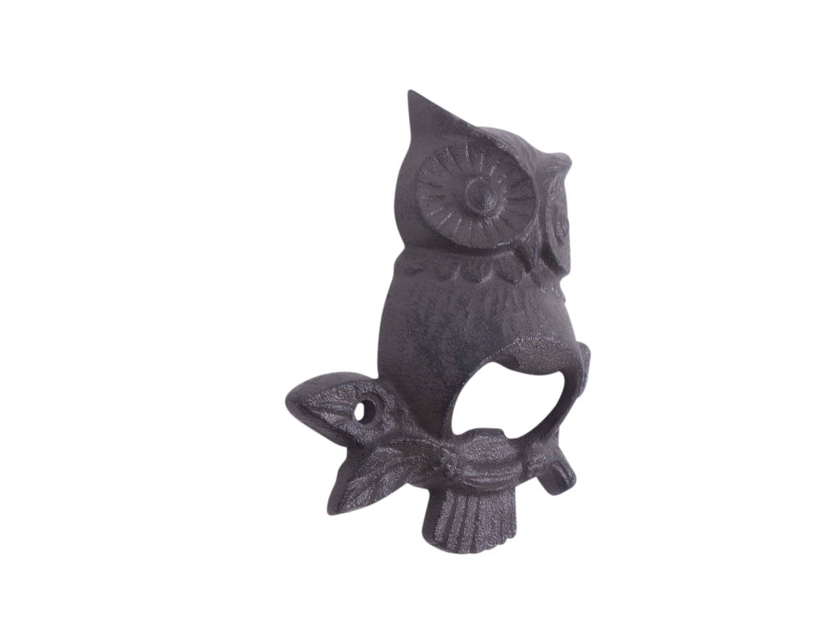 Picture of Handcrafted Model Ships K-9222-Owl-cast-iron 6 x 2 x 2.5 in. Cast Iron Owl Wall Mounted Bottle Opener