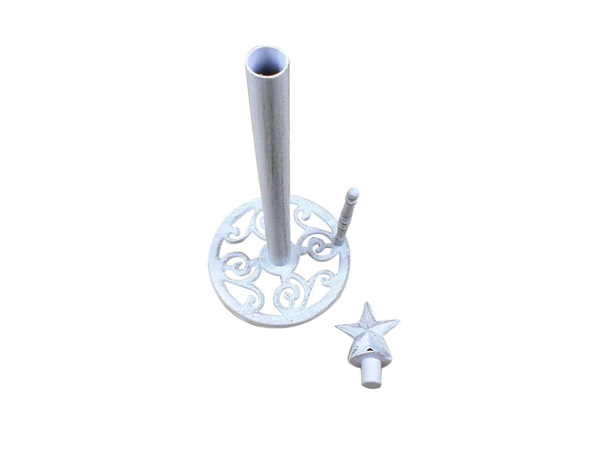 Picture of Handcrafted Model Ships K-9232-w 16 x 7 x 7 in. Whitewashed Cast Iron Texas Star Kitchen Paper Towel Holder
