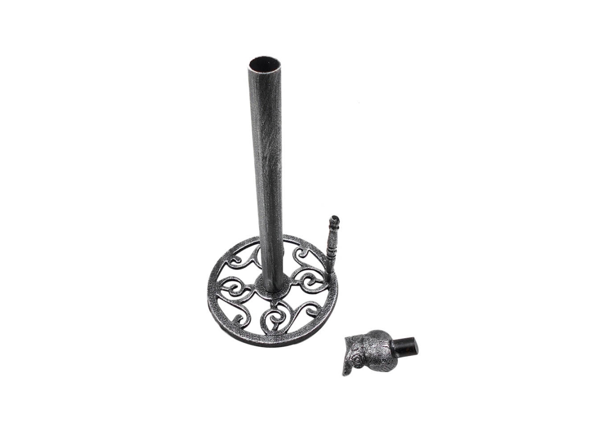 Picture of Handcrafted Model Ships k-9233-Silver 16 x 7 x 7 in. Rustic Silver Cast Iron Sitting Owl Kitchen Paper Towel Holder