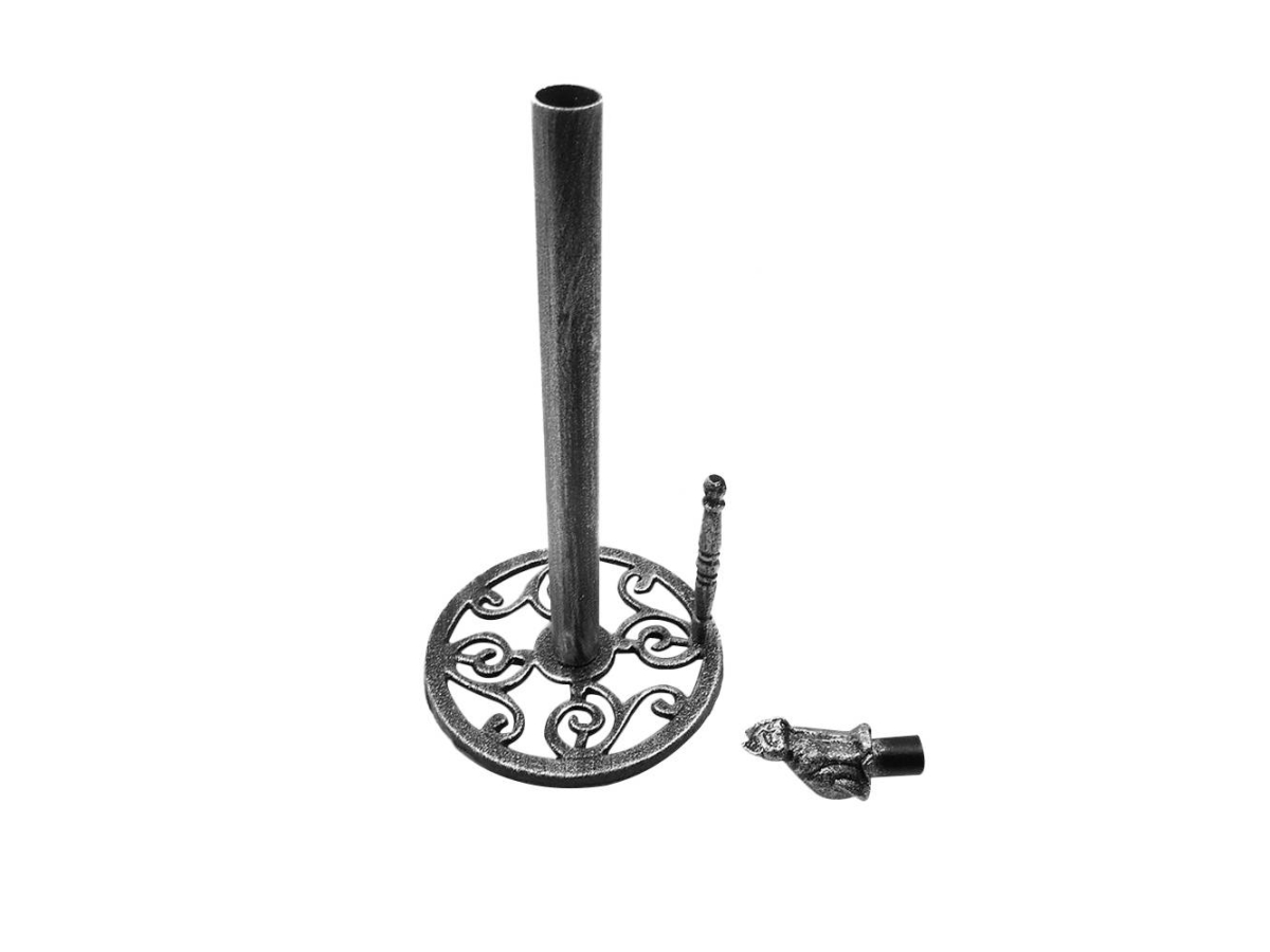 Picture of Handcrafted Model Ships K-9234-Silver 16 x 7 x 7 in. Rustic Silver Cast Iron Sitting Cat Kitchen Paper Towel Holder