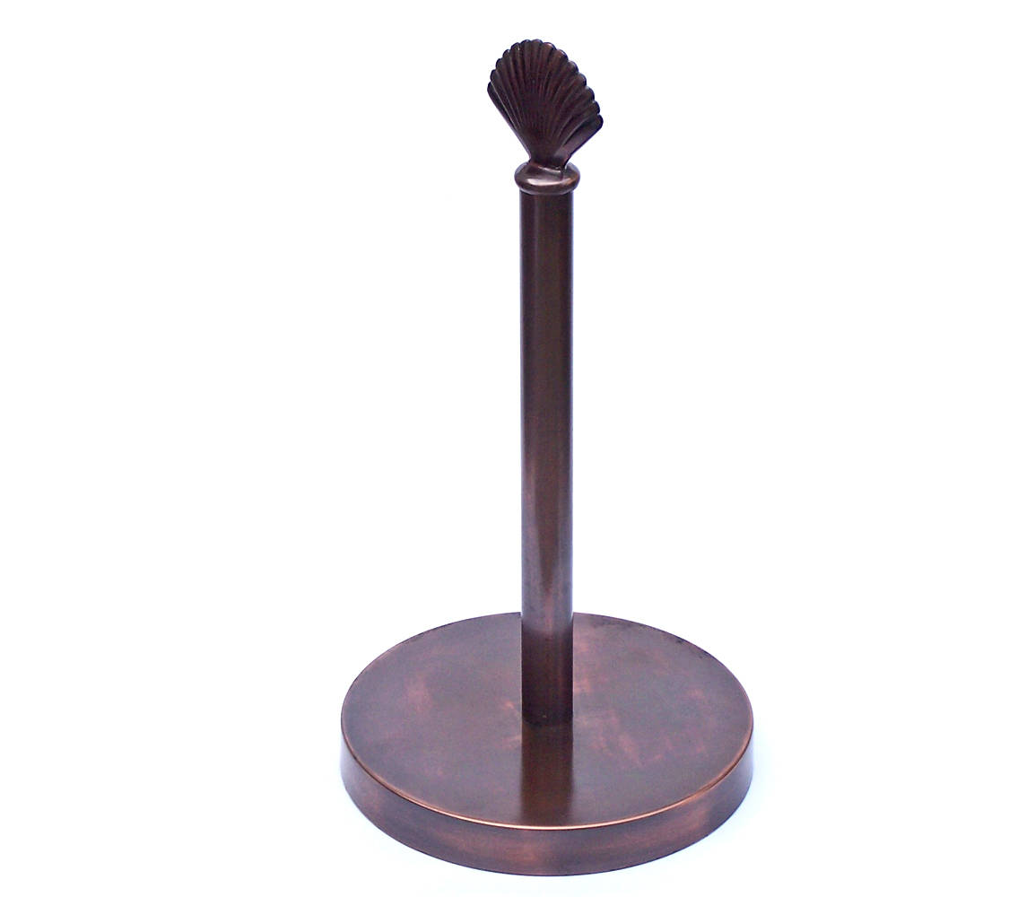 Picture of Handcrafted Model Ships SSPTH-6002-AC 7 x 7 x 16 in. Antique Copper Sea Shell Paper Towel Holder