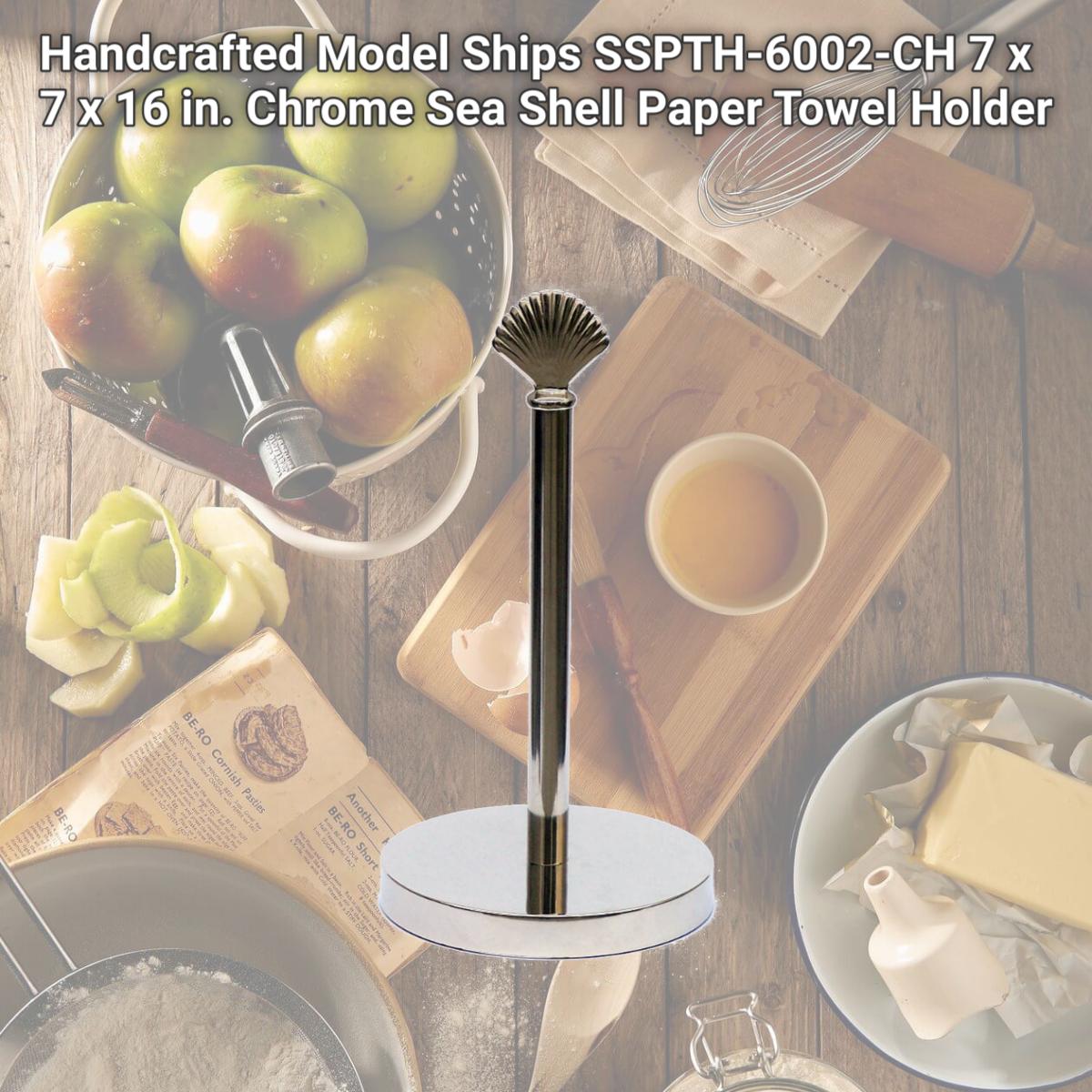 Picture of Handcrafted Model Ships SSPTH-6002-CH 7 x 7 x 16 in. Chrome Sea Shell Paper Towel Holder