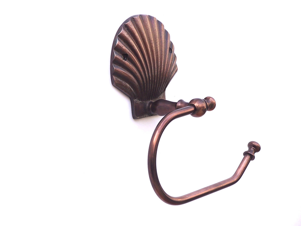 Picture of Handcrafted Model Ships SSTLPH-4001-AC-k 5 x 3 x 10 in. Antique Copper Seashell Hand Towel Holder