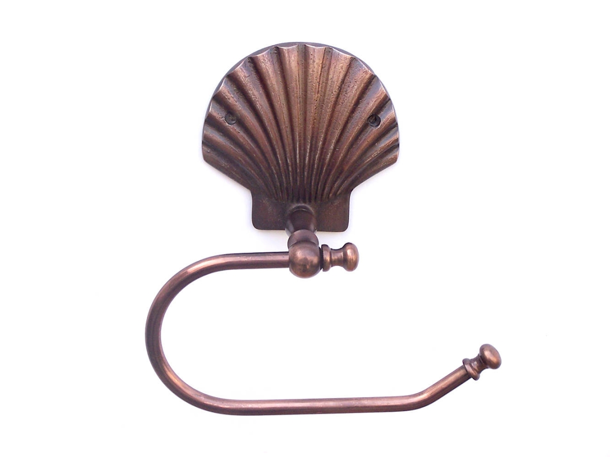 Picture of Handcrafted Model Ships SSTLPH-4001-AC-k 5 x 3 x 10 in. Antique Copper Seashell Hand Towel Holder