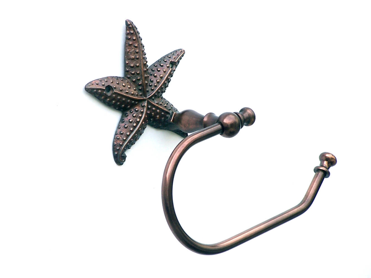 Picture of Handcrafted Model Ships STLPH-3001-AC-k 5 x 3 x 10 in. Antique Copper Starfish Hand Towel Holder