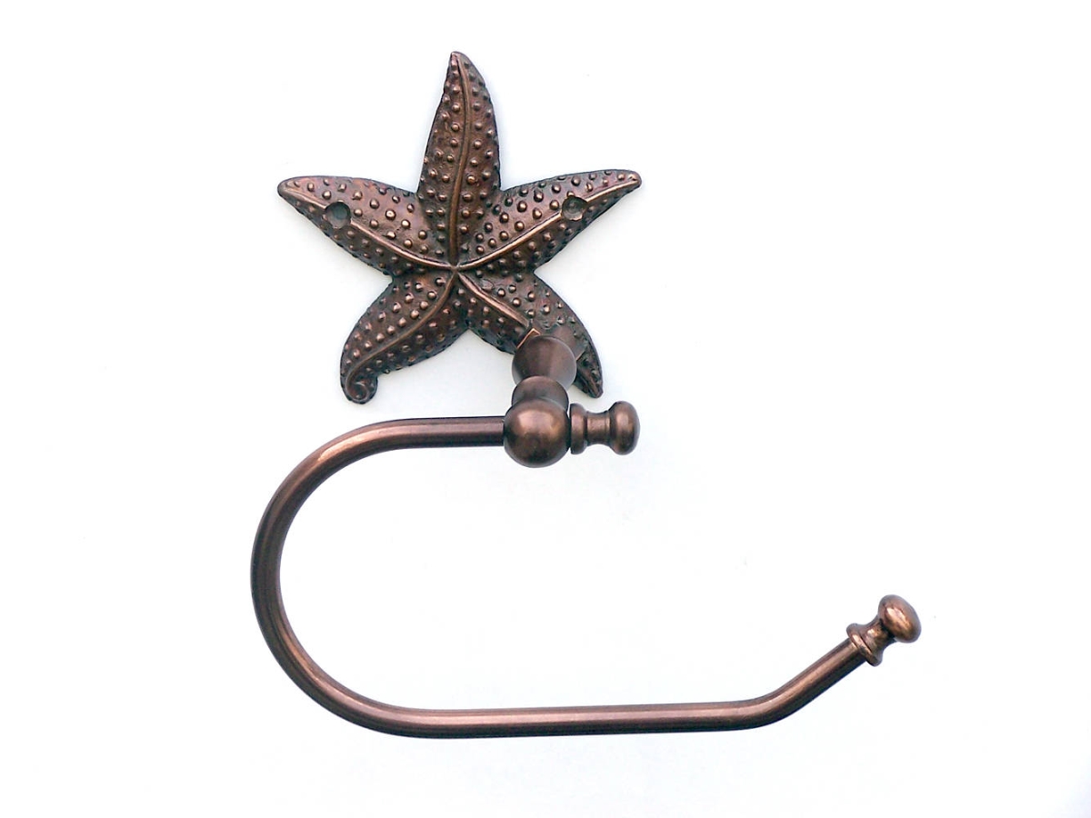 Picture of Handcrafted Model Ships STLPH-3001-AC-k 5 x 3 x 10 in. Antique Copper Starfish Hand Towel Holder
