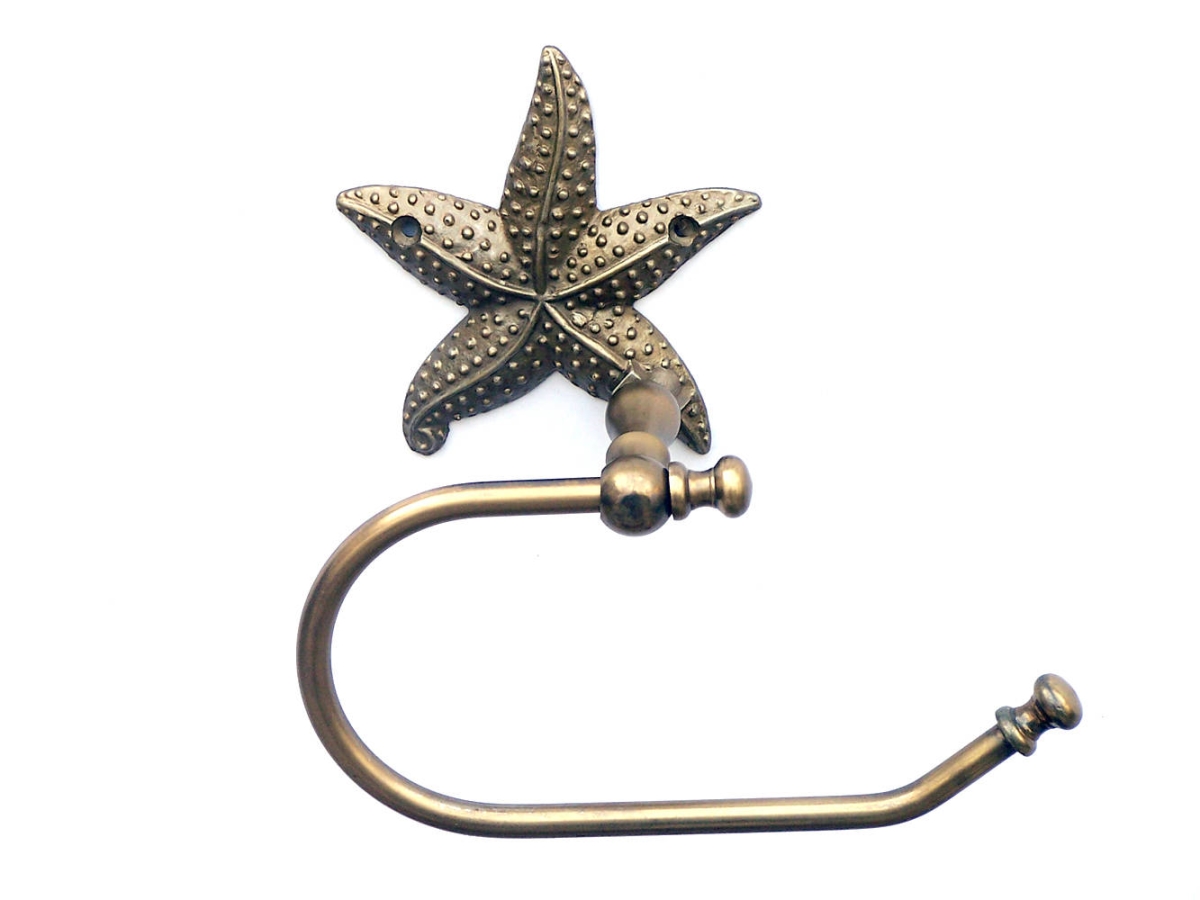Picture of Handcrafted Model Ships STLPH-3001-AN-k 5 x 3 x 10 in. Antique Brass Starfish Hand Towel Holder