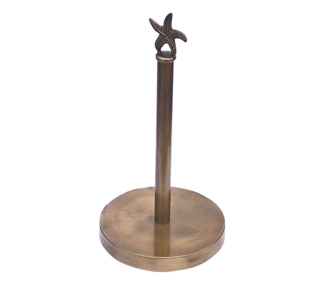 Picture of Handcrafted Model Ships SFPTH-6003-AN 7 x 7 x 16 in. Antique Brass Starfish Paper Towel Holder