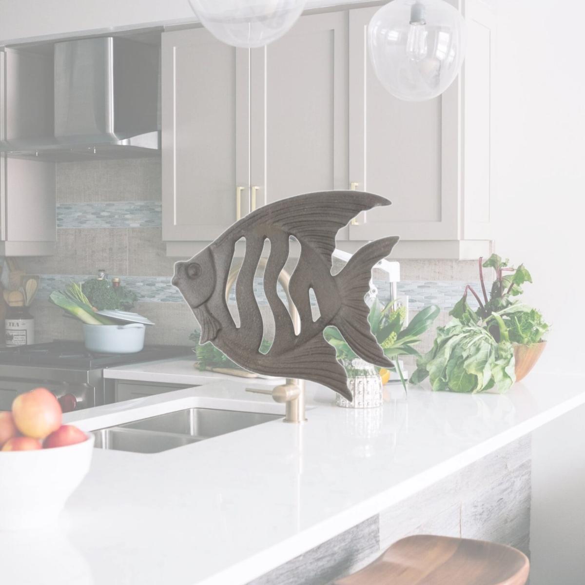 Picture of Handcrafted Model Ships K-9034A-cast-iron 7 x 1 x 6.5 in. Cast Iron Angel Fish Kitchen Trivet