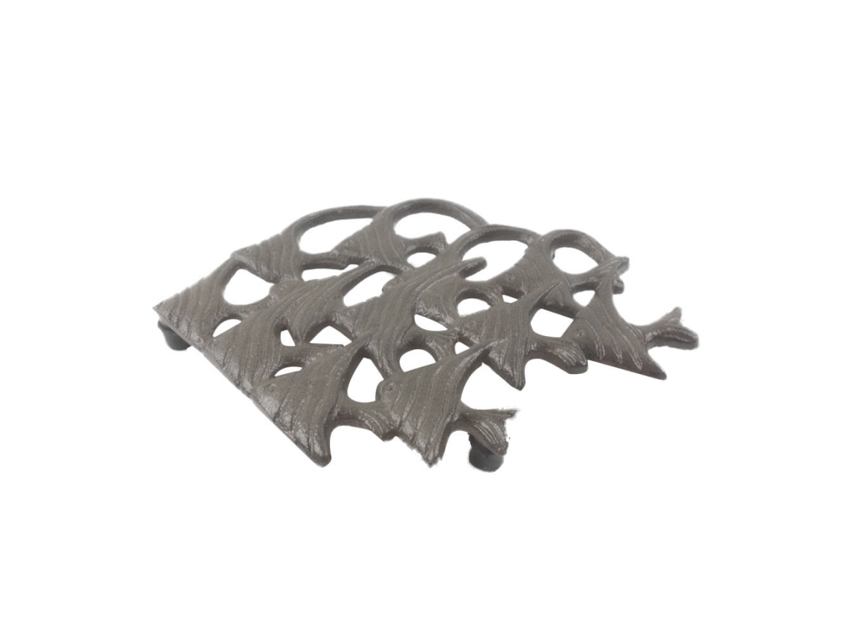 Picture of Handcrafted Model Ships K-9035A-cast-iron 4 x 2 x 6.5 in. Cast Iron School of Fish Kitchen Trivet