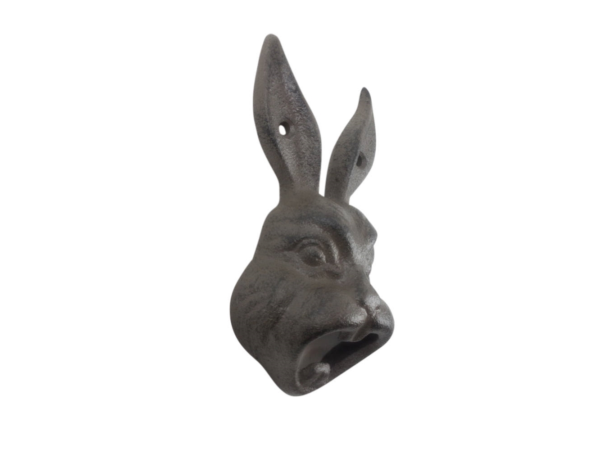 Picture of Handcrafted Model Ships k-9038-Rabbit-cast-iron 5 x 1 x 3 in. Cast Iron Rabbit Head Wall Mounted Bottle Opener