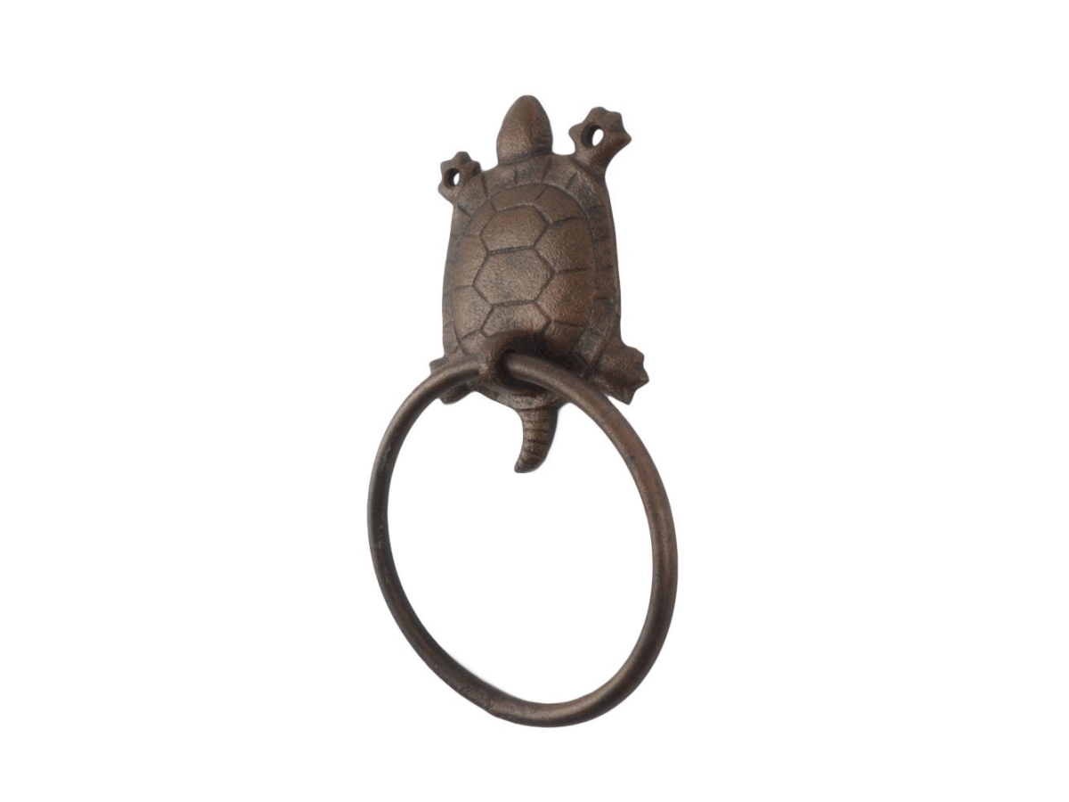 Picture of Handcrafted Model Ships K-9048-T-rc 8 x 1 x 5 in. Rustic Copper Cast Iron Decorative Turtle Towel Holder