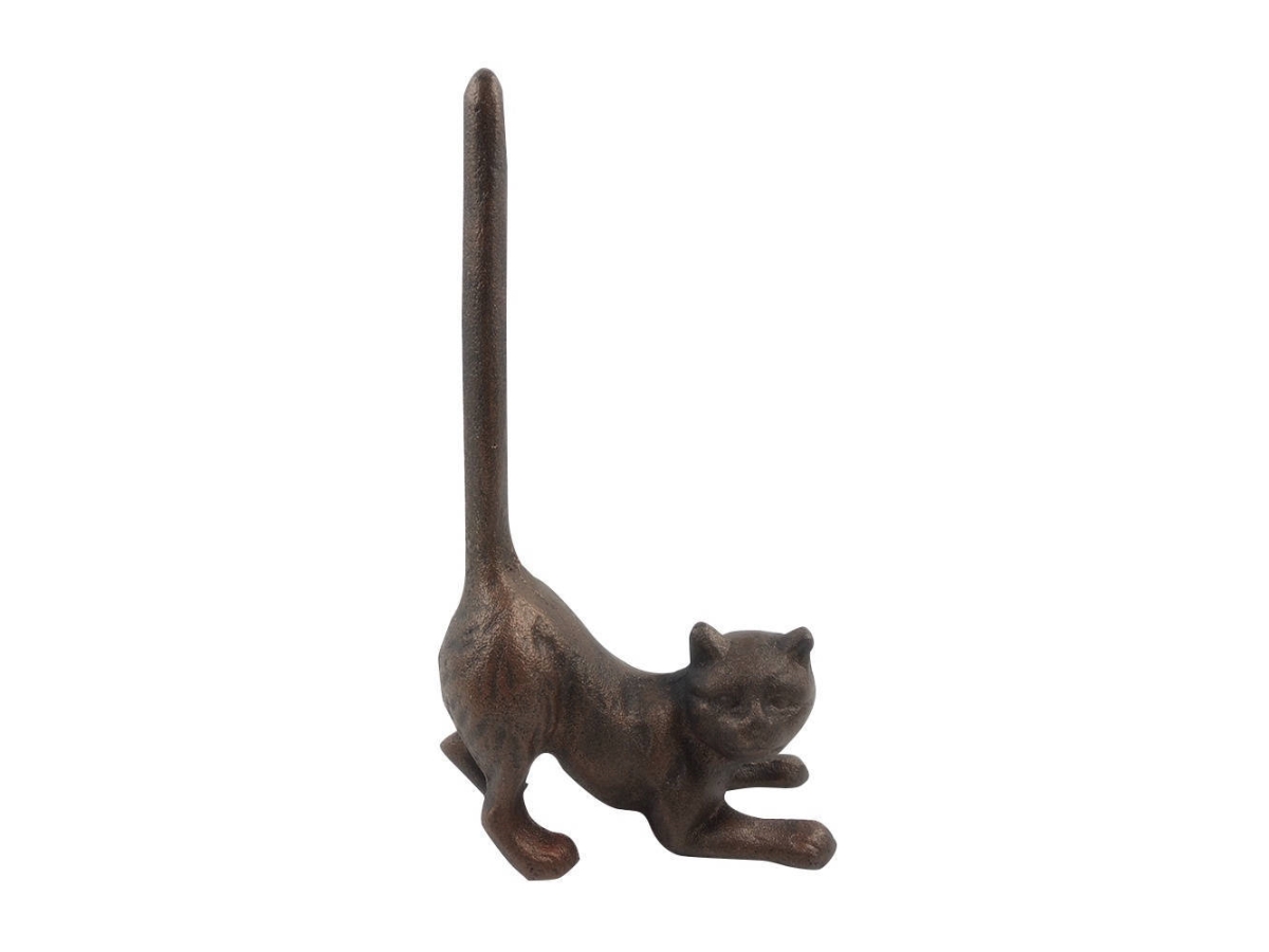 Picture of Handcrafted Model Ships K-1331-rc 10 x 3 x 5 in. Rustic Copper Cast Iron Cat Paper Towel Holder