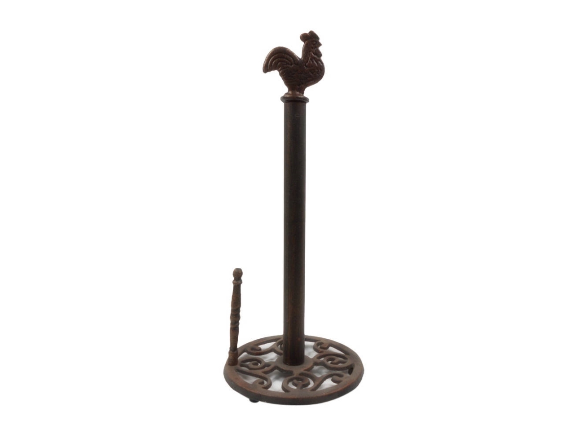 Picture of Handcrafted Model Ships K-0585A-rc 15 x 7 x 7 in. Rustic Copper Cast Iron Rooster Paper Towel Holder