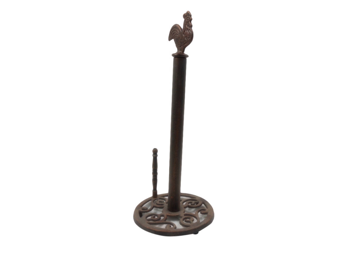 Picture of Handcrafted Model Ships K-0585A-rc 15 x 7 x 7 in. Rustic Copper Cast Iron Rooster Paper Towel Holder