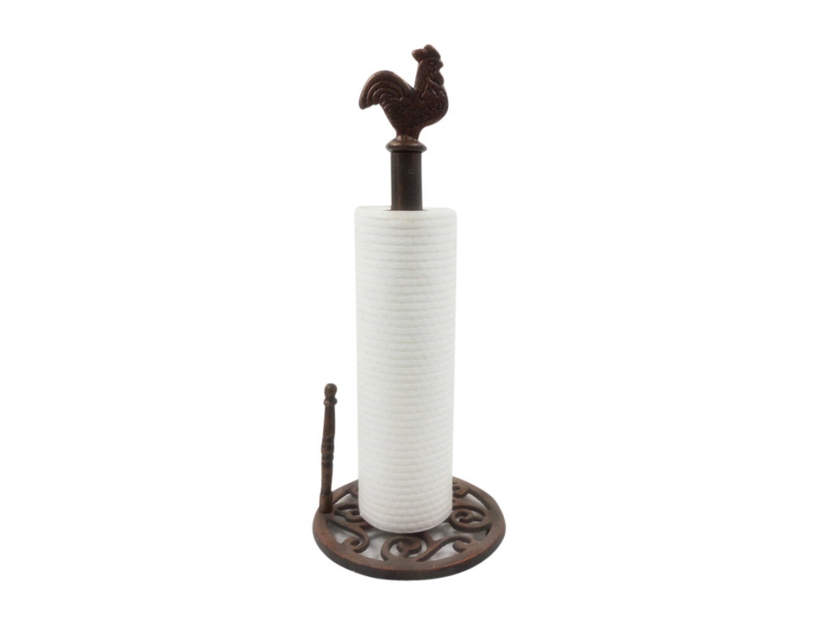 Picture of Handcrafted Model Ships K-0585A-rc 15 x 7 x 7 in. Rustic Copper Cast Iron Rooster Paper Towel Holder