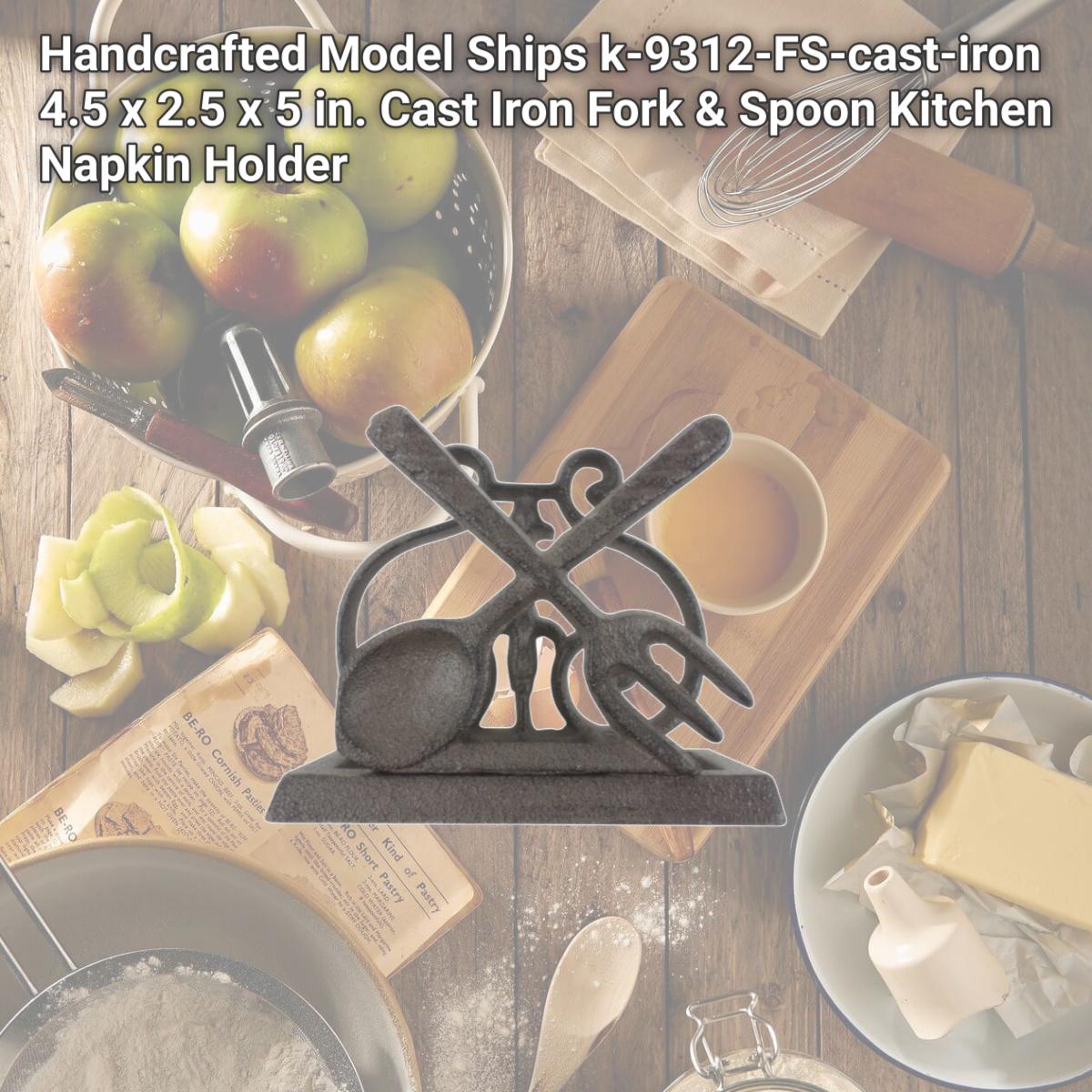 Picture of Handcrafted Model Ships k-9312-FS-cast-iron 4.5 x 2.5 x 5 in. Cast Iron Fork & Spoon Kitchen Napkin Holder