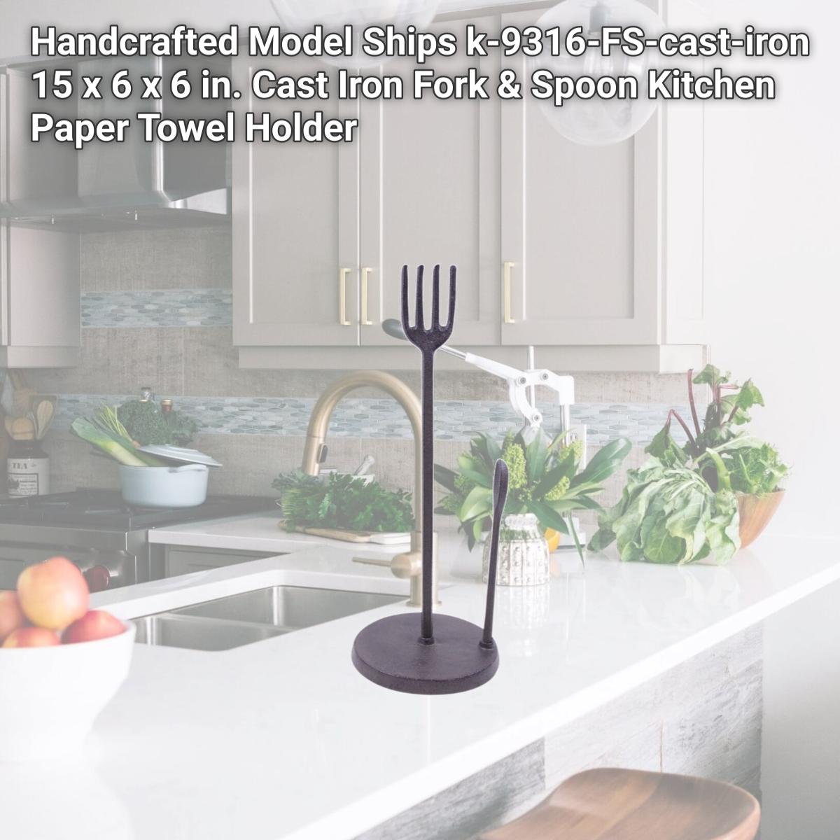Picture of Handcrafted Model Ships k-9316-FS-cast-iron 15 x 6 x 6 in. Cast Iron Fork & Spoon Kitchen Paper Towel Holder