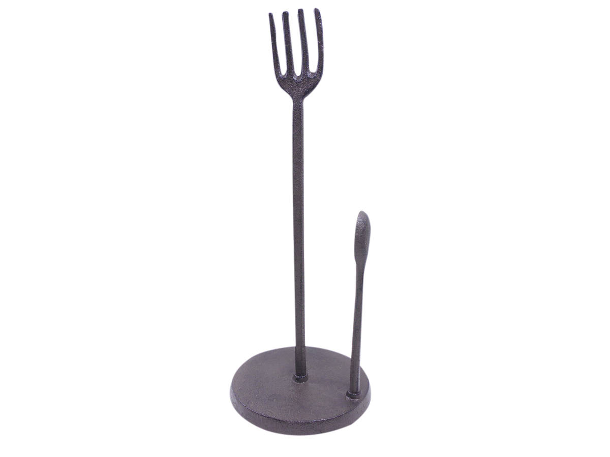 Picture of Handcrafted Model Ships k-9316-FS-cast-iron 15 x 6 x 6 in. Cast Iron Fork & Spoon Kitchen Paper Towel Holder