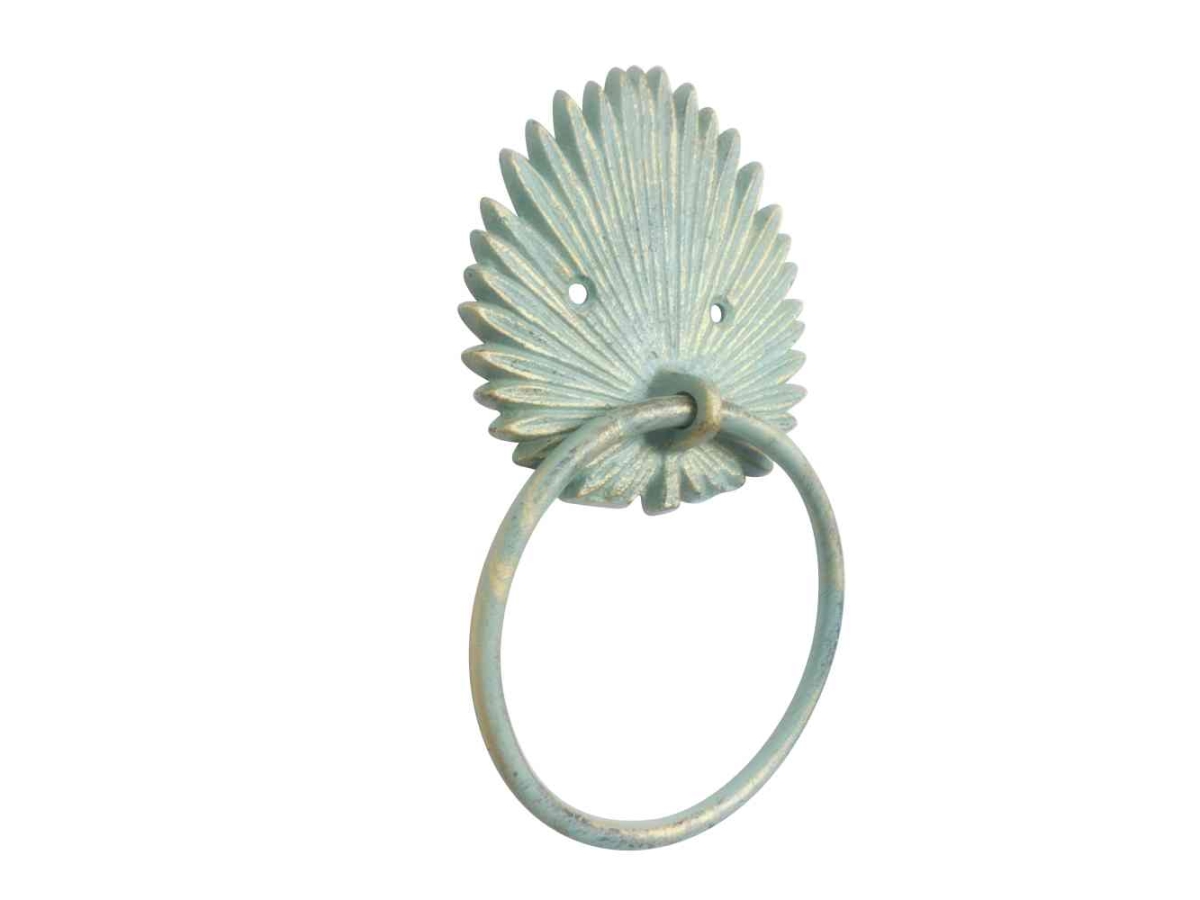 Picture of Handcrafted Model Ships K-9961-bronze 8 in. Cast Iron Decorative Metal Palm Frond Towel Holder, Antique Bronze