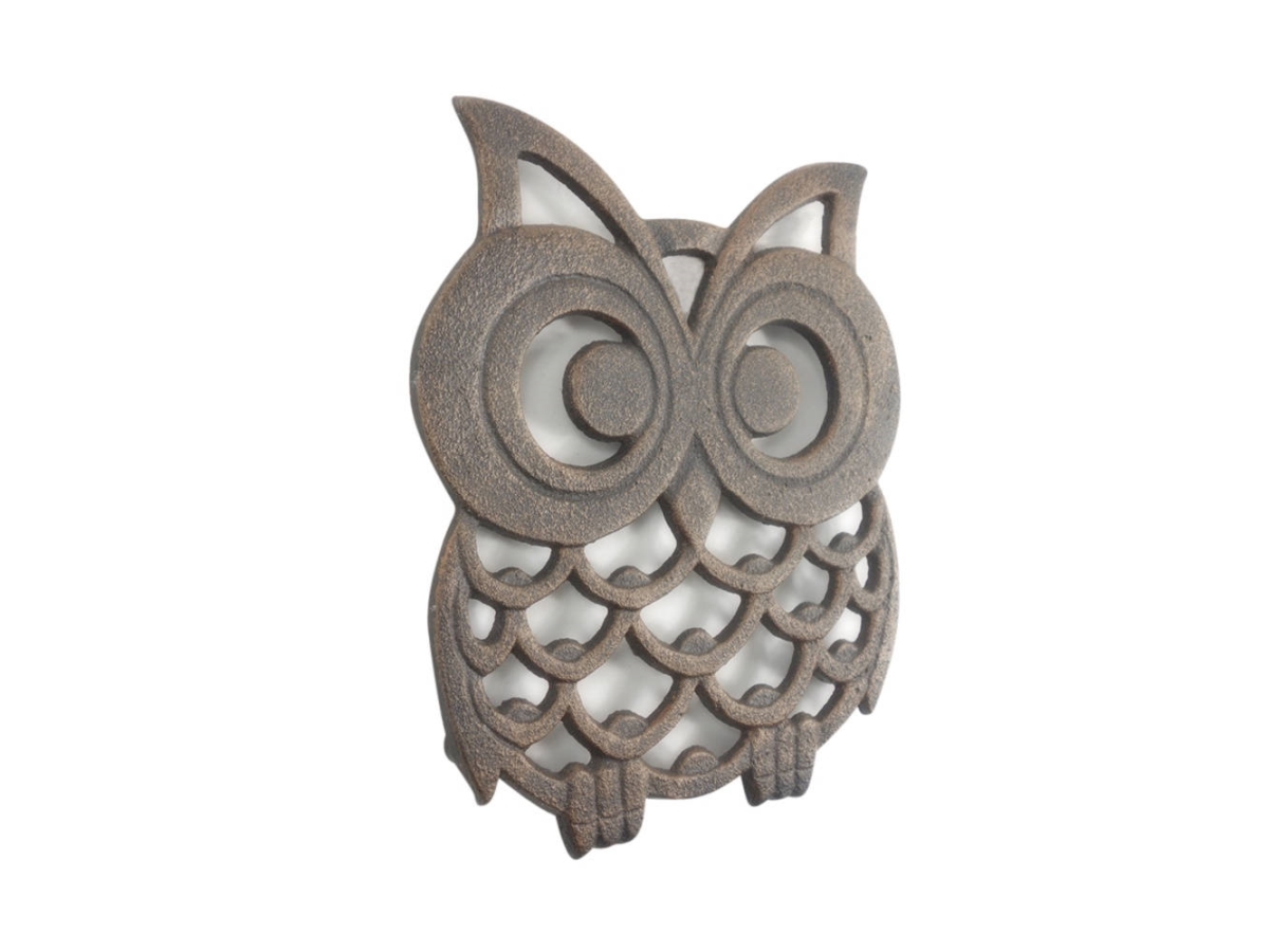 Picture of Handcrafted Model K-0758-rc 8 x 7 x 1 in. Rustic Copper Cast Iron Owl Trivet