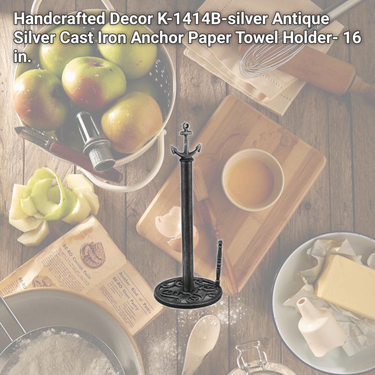 Picture of Handcrafted Decor K-1414B-silver Antique Silver Cast Iron Anchor Paper Towel Holder- 16 in.