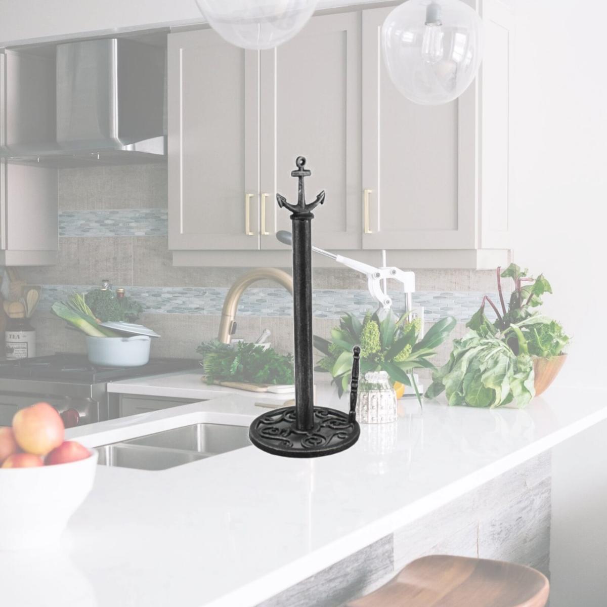 Picture of Handcrafted Decor K-1414B-silver Antique Silver Cast Iron Anchor Paper Towel Holder- 16 in.