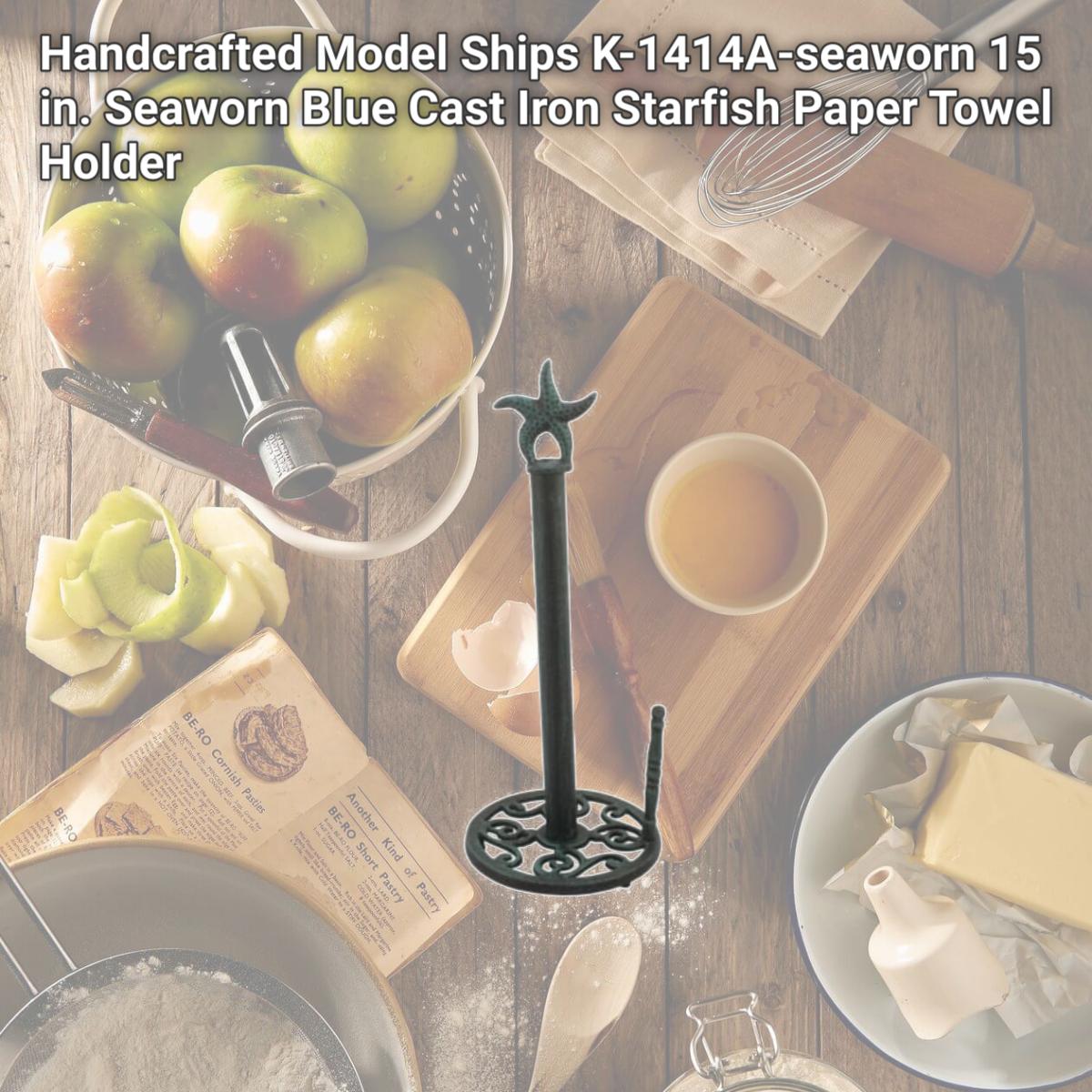 Picture of Handcrafted Model Ships K-1414A-seaworn 15 in. Seaworn Blue Cast Iron Starfish Paper Towel Holder
