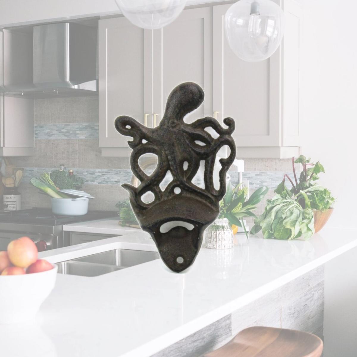 Picture of Handcrafted Model Ships K-9116-cast-iron 6 in. Cast Iron Wall Mounted Octopus Bottle Opener