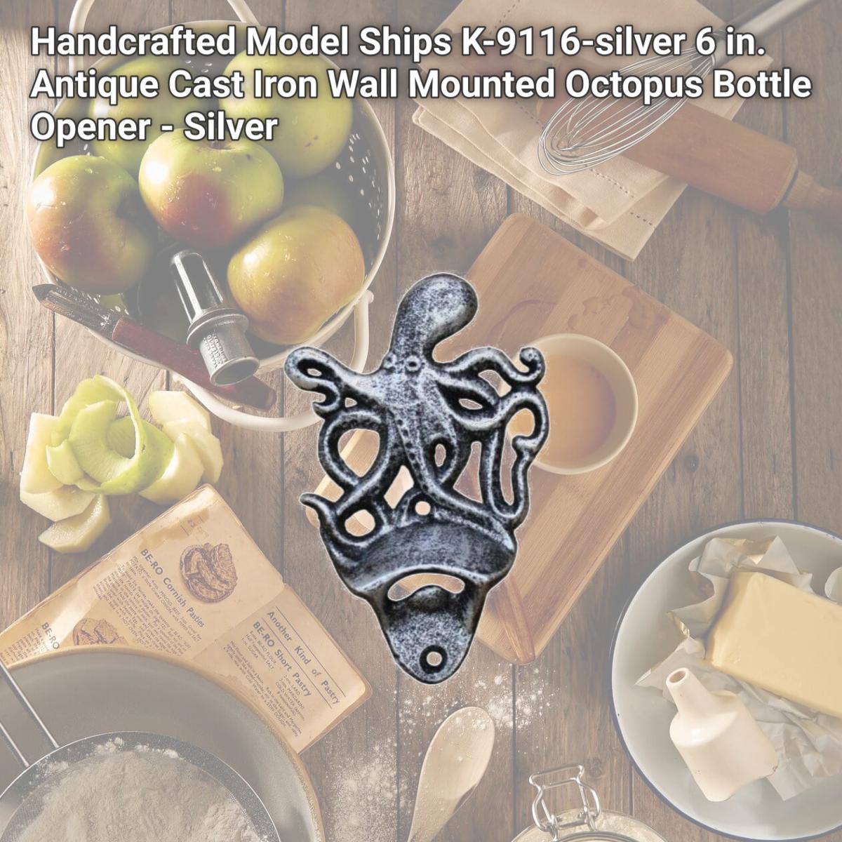 Picture of Handcrafted Model Ships K-9116-silver 6 in. Antique Cast Iron Wall Mounted Octopus Bottle Opener - Silver