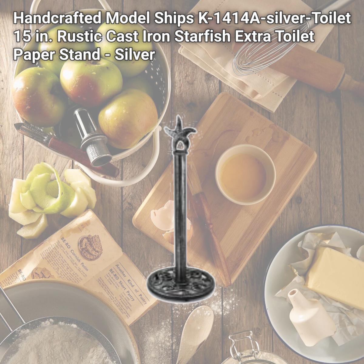 Picture of Handcrafted Model Ships K-1414A-silver-Toilet 15 in. Rustic Cast Iron Starfish Extra Toilet Paper Stand - Silver
