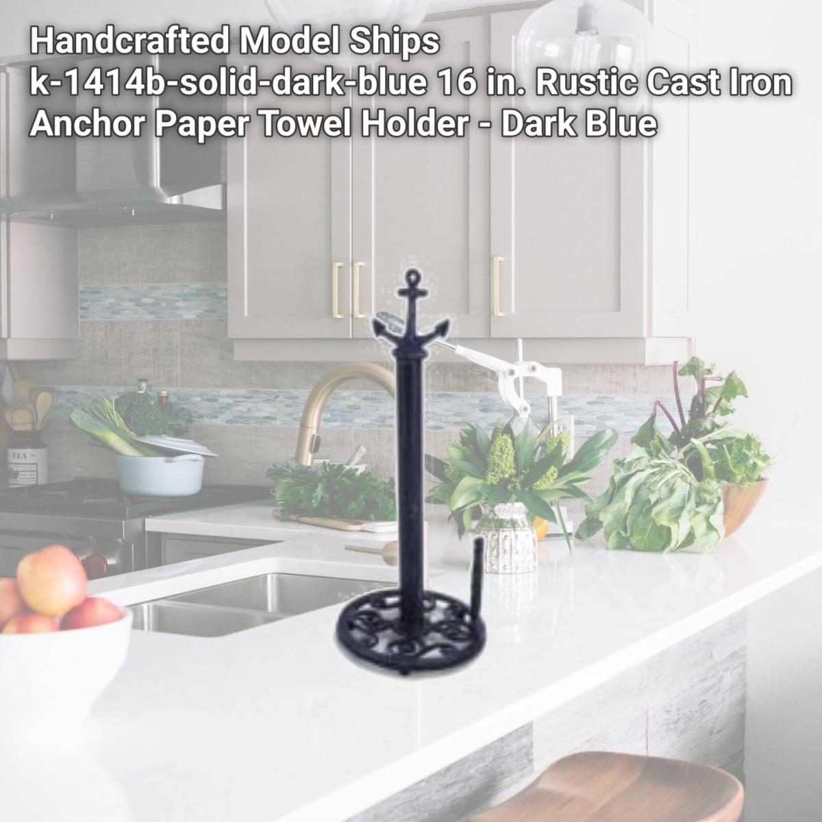 Picture of Handcrafted Model Ships k-1414b-solid-dark-blue 16 in. Rustic Cast Iron Anchor Paper Towel Holder - Dark Blue