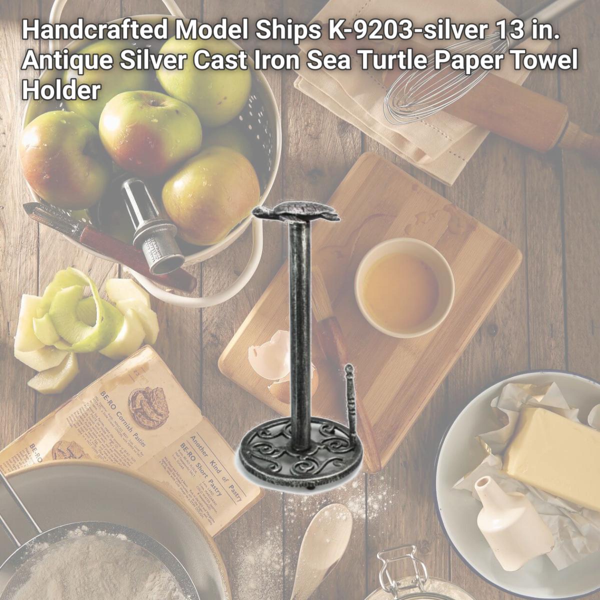 Picture of Handcrafted Model Ships K-9203-silver 13 in. Antique Silver Cast Iron Sea Turtle Paper Towel Holder